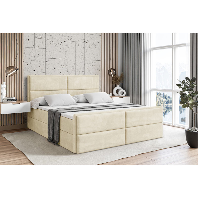 Bed, 140 x 200cm, Beige