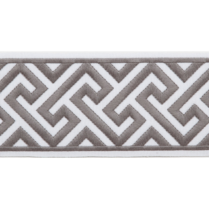 Tissu à bordure en ruban, Gris / blanc