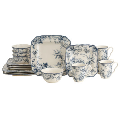 Adelaide Porcelain Dinnerware Set 16 Pc Square