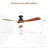 52-Inch Ceiling Fan With Light And Remote Control,With 3 ABS Fan Blades,Flush Mount Ceiling Fan With Reversible DC Motor,6 Wind Speed Adjustable,Dimmable Light-1161312007-1161312009