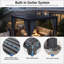 Pergola extérieure en aluminium de 3 m x 3,6 m avec toit à lames orientables, système de gouttières intégré, moustiquaire et rideaux
