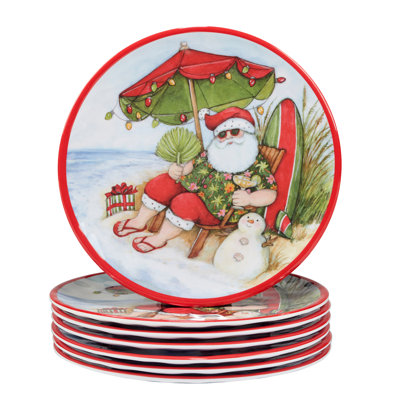 Santa's Wish Set of 6  Melamine Salad Plate 9"  (300 Grams)