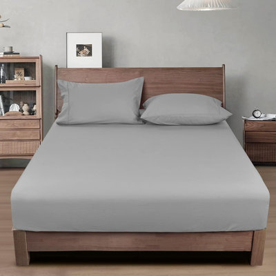 PHF 100% Garment Washed Cotton Fitted Sheet- Cozy Cloud Soft Linen Like Bottom Sheet Only with Elastic Deep Pockets, Easy Fit Breathable Warm not Shrink,No Pillowcase