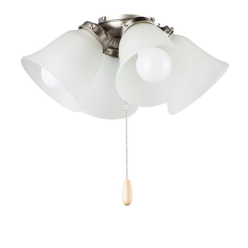 Ventilateur de plafond universel 4 lumières Basic-Max, Nickel satiné