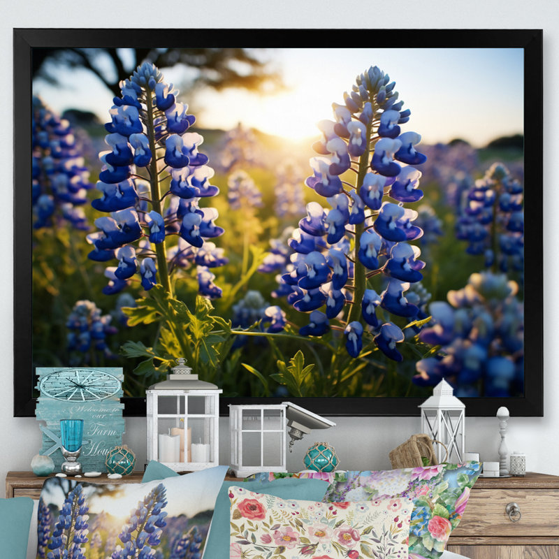 «Blue Bonnets Field Photo IV», reproduction d'art sur toile, H 24 po x l 32 po x P 1 po, Cadre photo noir