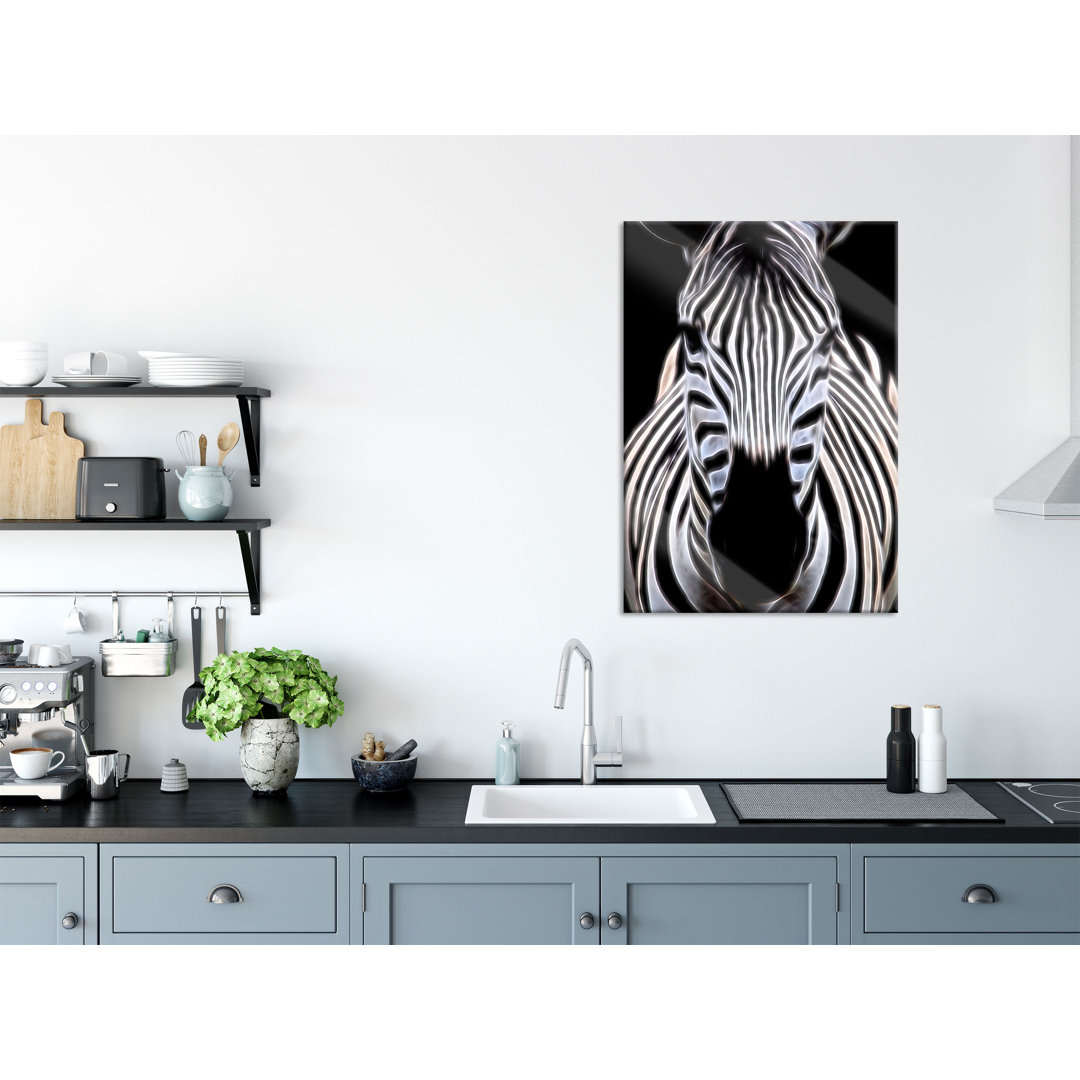 Glasbild Wandbild Auf Echtglas Zebra Porträt Inkl. Aufhängung Und Abstandshalter LFs3573