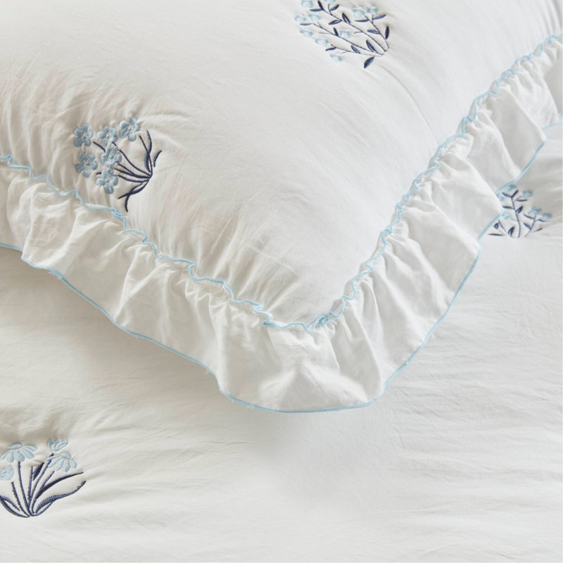 2-Piece Twin/Twin XL Quilt Mini Set, White/Blue 