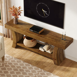 63" Farmhouse Tv Stand For Tvs Up To 70", Freestanding Media Console With Open Shelves For Living Room