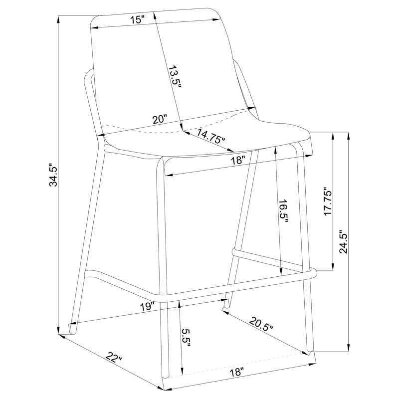 Upholstered Counter Stool with Metal Frame, Counter Stool (25” Seat Height)