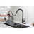 Stainless Steel Kitchen Faucet With Matte Black Look And Convenient Pull Down , Single Handle For Your Sink