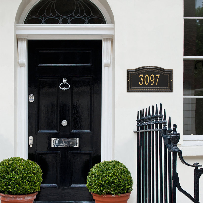 Signature Series 1-Line Wall Address Plaque, Black, Gold, Yes