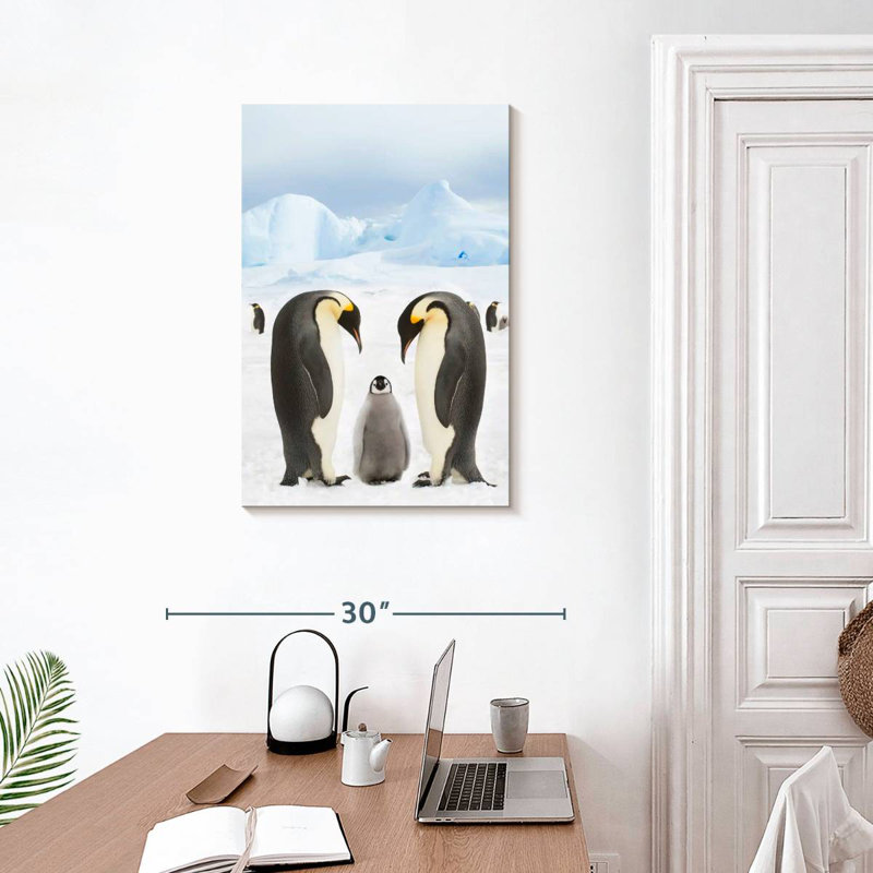 Famille de pingouins I, H 30 po x l 20 po
