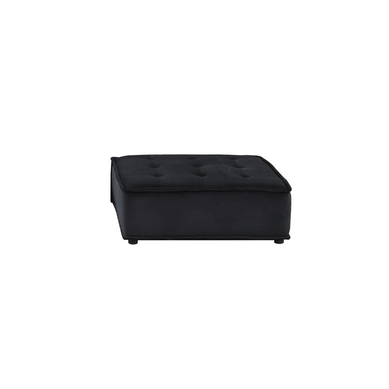 Canapé modulaire en velours noir 4 pièces Anna, Velours noir
