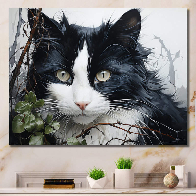 " Cat Mysterious Watcher I ", Wrapped Canvas, 34" H x 44" W x 1.5" D