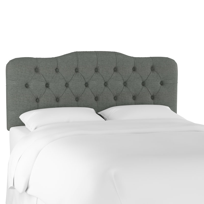 Tête de lit tapissier Nappi, Simple, Lin gris anthracite texturé Zuma