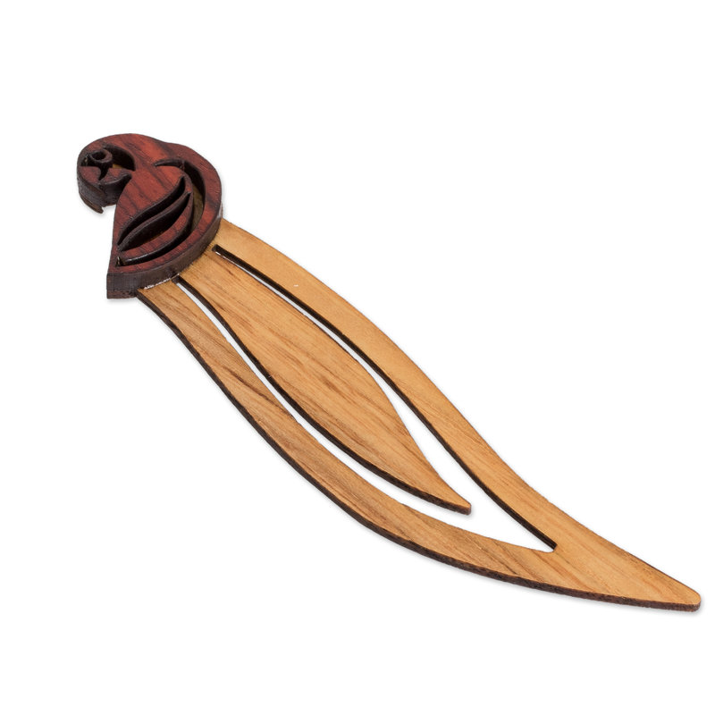 Handmade Intellectual Macaw Teak Wood Bookmark