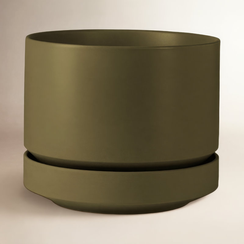 Pot à fleurs en céramique Byer, H 9,25 po x l 10,25 po x P 10,25 po, Olive