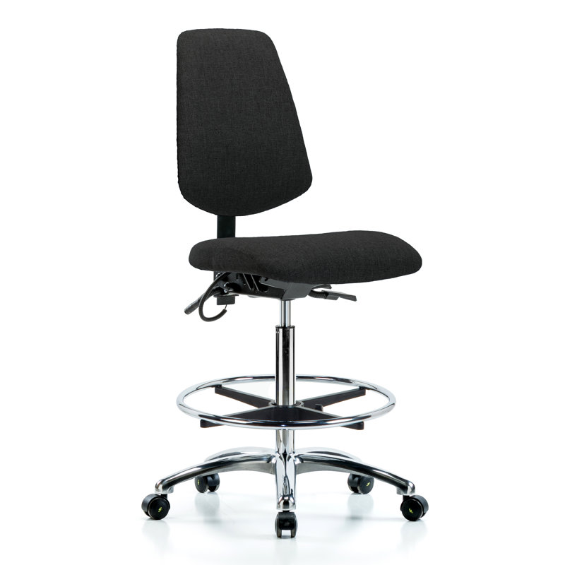 Chaise de dessin Giana, Noir, Roulettes, Non inclus