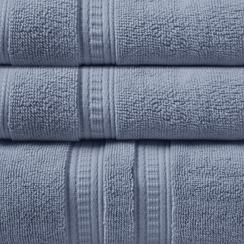 Plume 100% Cotton Feather Touch Antimicrobial Towel 6 Piece Set, Blue