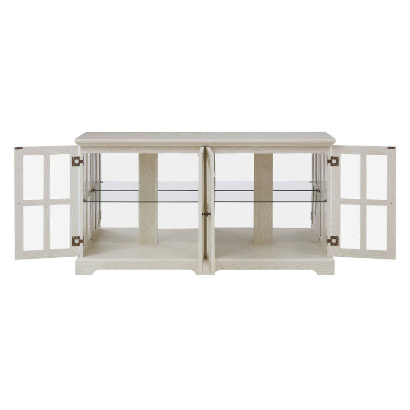 LED Curio Display Cabinet Antique Display Cabinet With Glass Doors Adjustable Shelves For Collectibles Four Door Design Vintage Showcase For Home Or Office Antique Display Case WHI