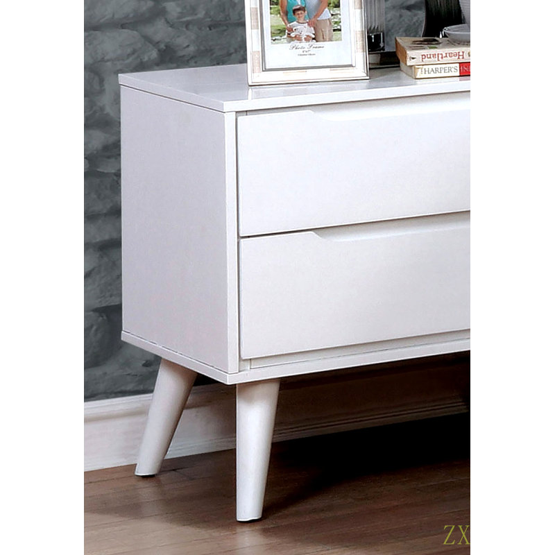 Table de chevet Mid-Century moderne 1pc, Blanc