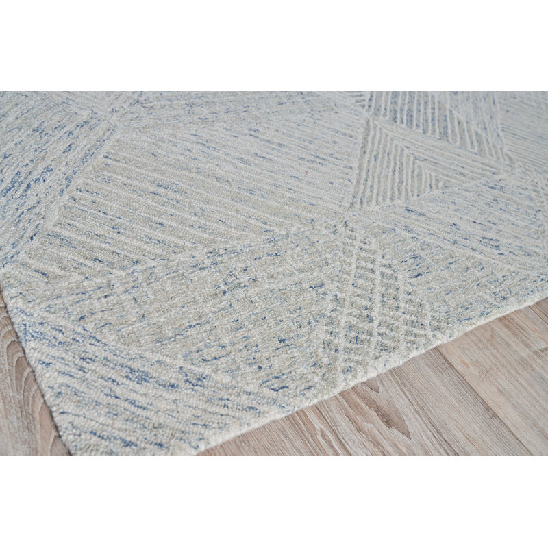 Caprice Wool Geometric Area Rug, Light Blue/Ivory, Rectangle 5' x 8'