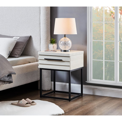 Table de rangement Celestial, blanche Base en métal. Tiroir spacieux. 17,98 l x 17 P 24 h