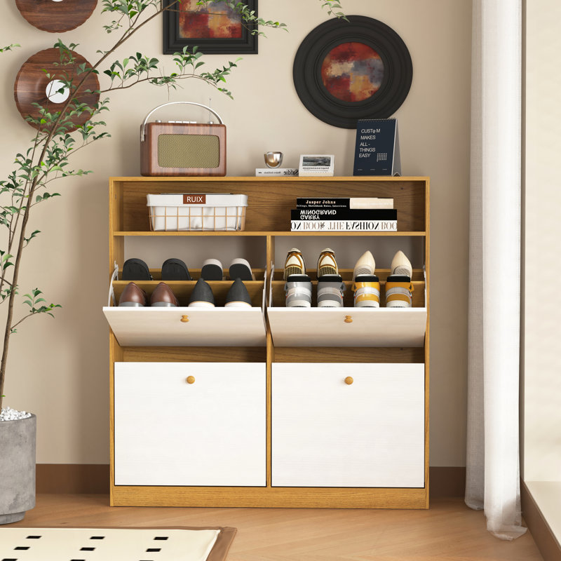 20 Pair Shoe Storage Cabinet, Natural