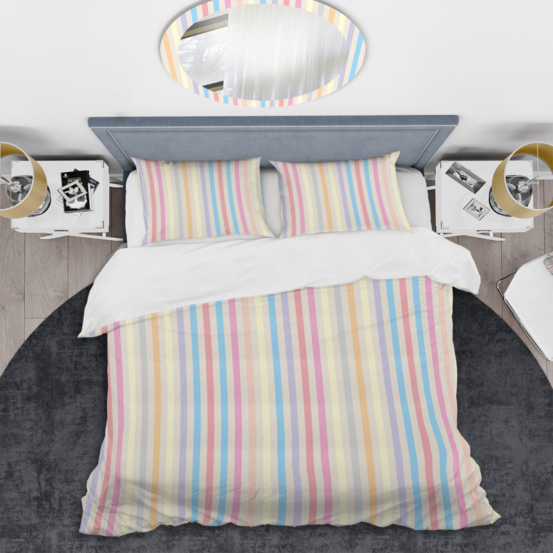 Multicolor Striped Pattern - Abstract Duvet Cover Set - Microfiber Polyester