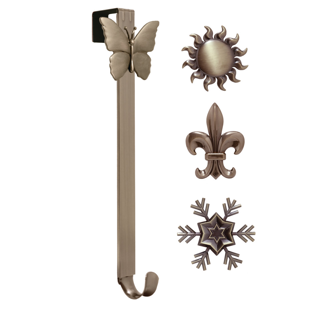 Adjustable Length Wreath Hanger with 4 Interchangeable Icons Haute Decor 
