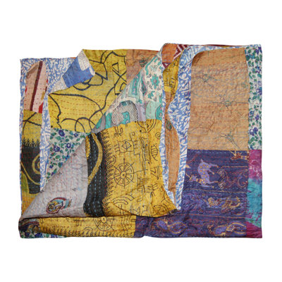 Kantha Quilted Throw Blanket