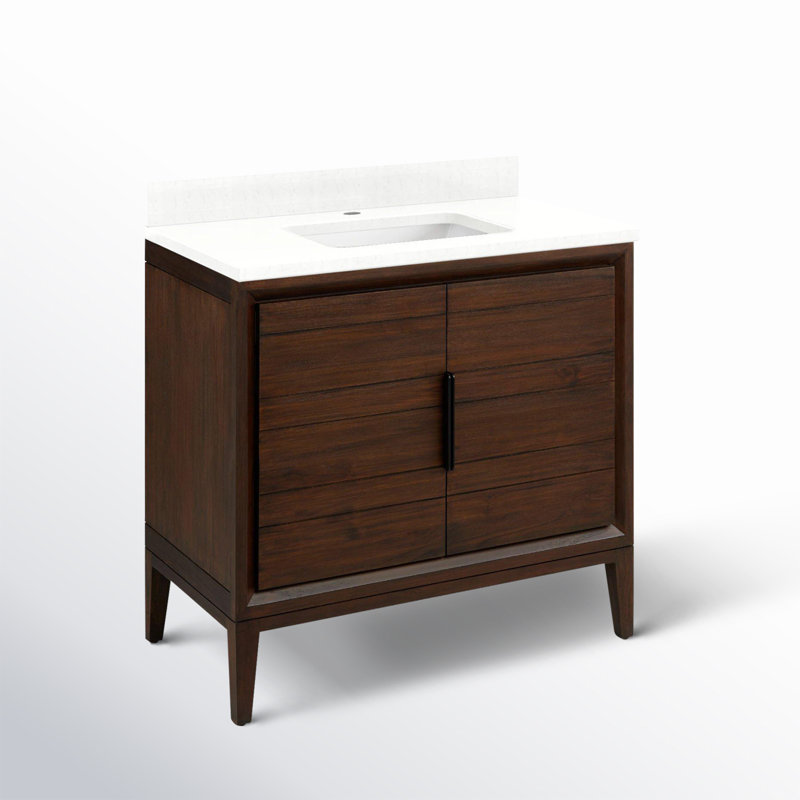 Aliso 36" Single Bathroom Vanity, Single-Hole Centered, Feathered White Quartz, Java