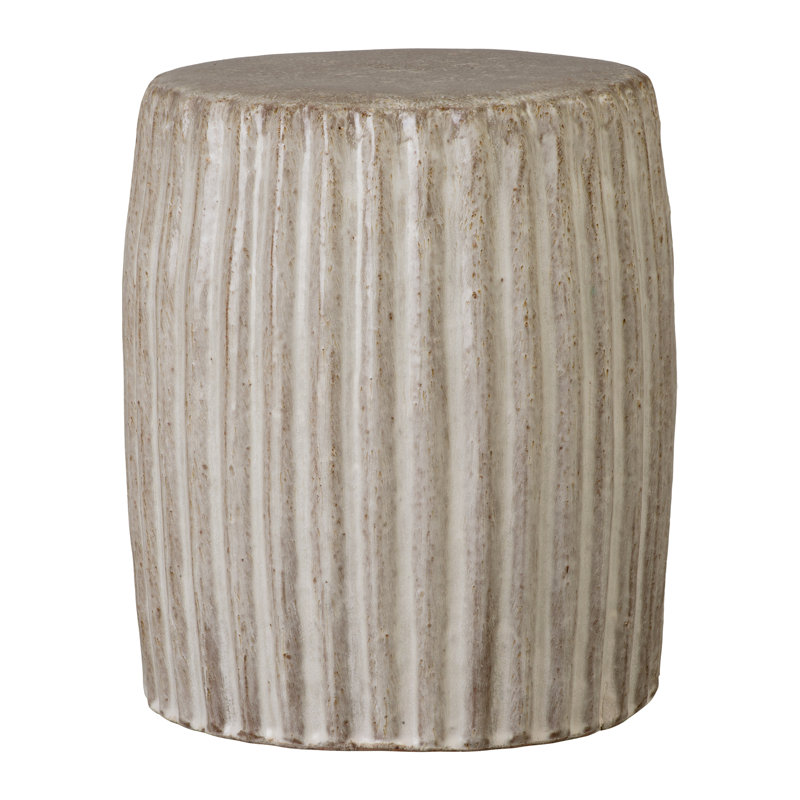 16 in. Gray Ceramic Accent Stool (16 in. L x 16 in. W x 18 in. H)
