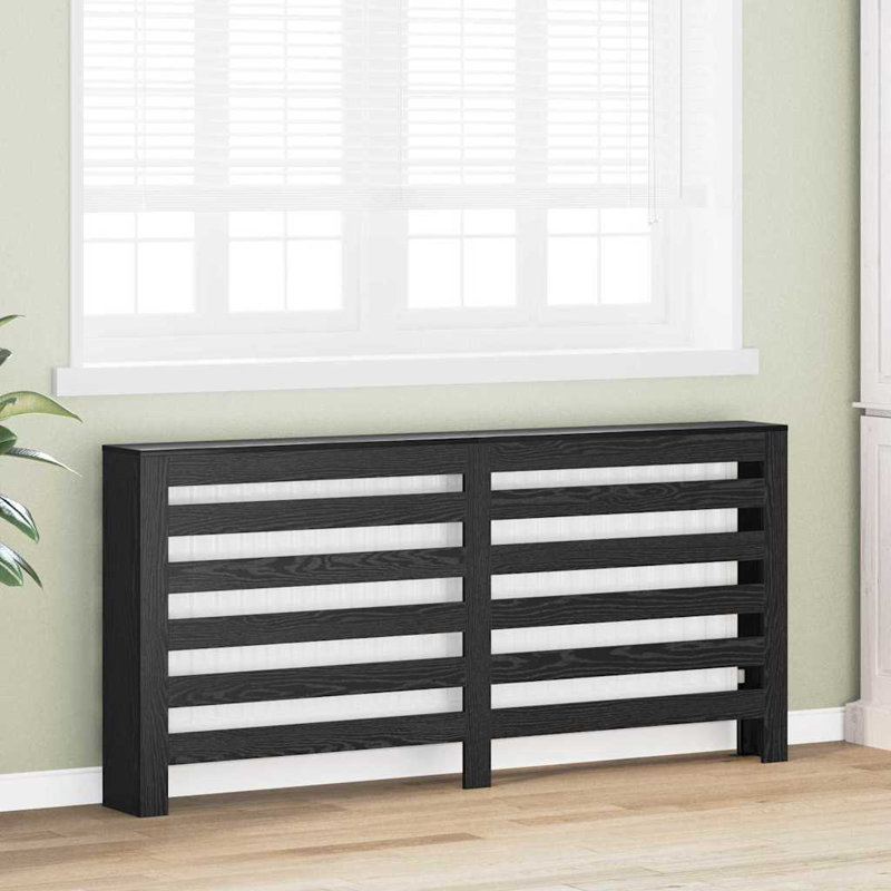 Extra Large Radiator Cover, Black Oak, 175 x 20 x 82 cm, Horizontal Slats