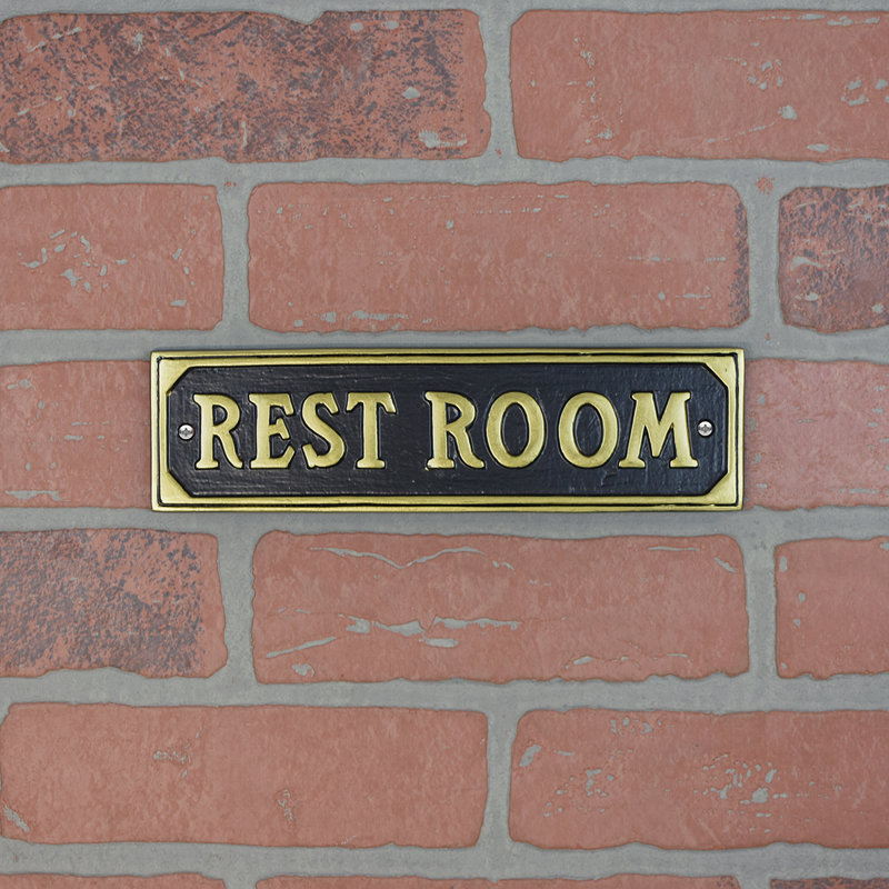 Brass Rest Room Door Sign Metal Business Bar Restroom Wall Plaque Bathroom Decor