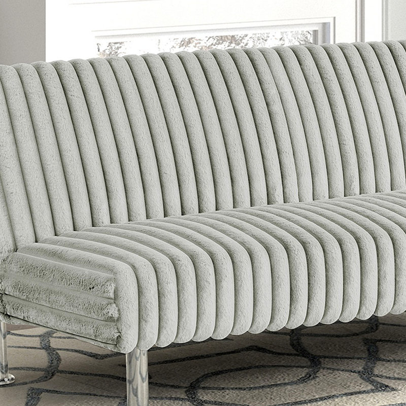 Canapé de futon de style contemporain à finition chromée, Gris clair