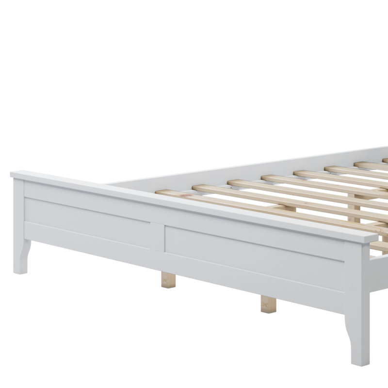 Grand lit plateforme moderne en bois massif blanc moderne (ancien numéro de référence: WF283525AAK)