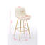 26 po de 2 meubles de bar, tabouret de comptoir en velours crème avec pieds dorés, tabourets, pouces, pieds et repose-pieds, couleur beige