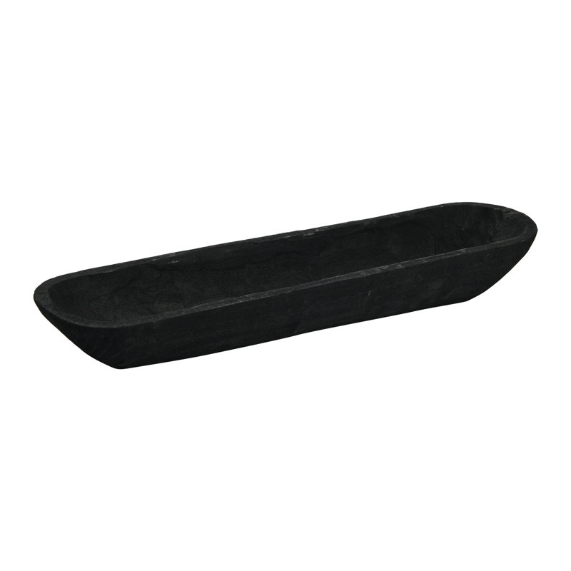 Bol décoratif en bois de paulownia, Noir, 3.1"H x 23"W x 6"D