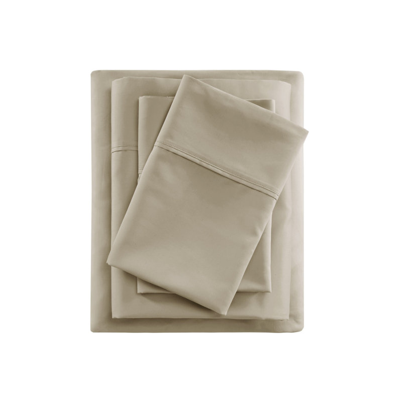 4-Piece Full Cooling Cotton Blend Sheet Set with Deep Pocket Fitted Sheet and Pillowcases