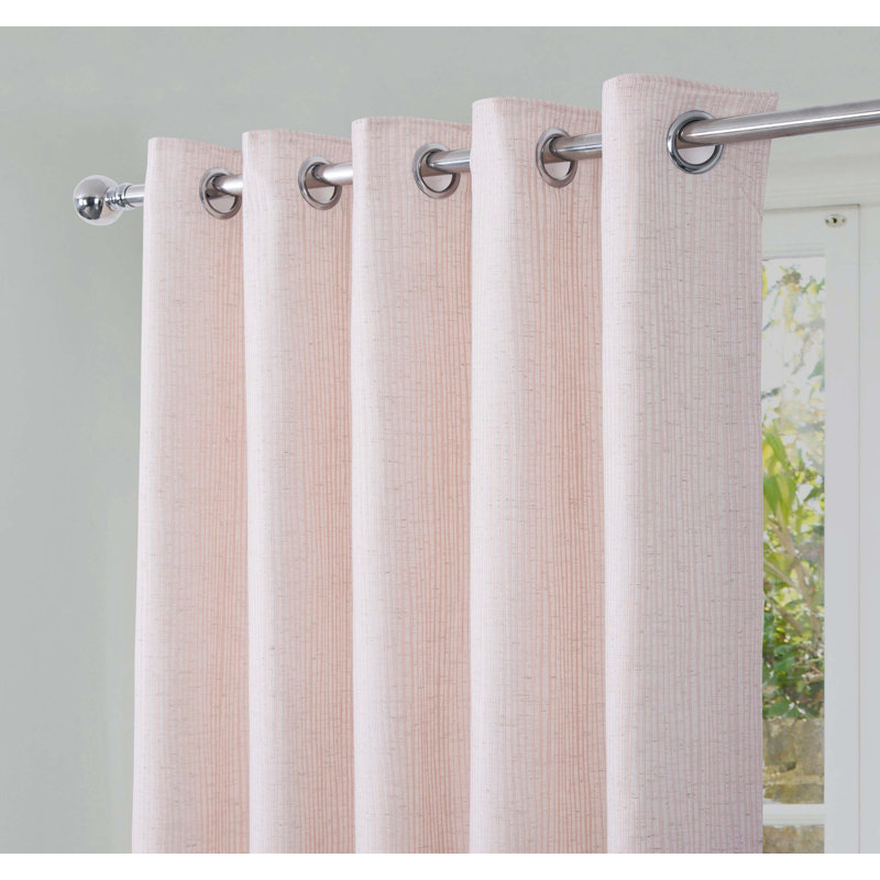 Leetta Linen Look Lined Eyelet Curtains, 229 W x 229 D cm, Light Pink