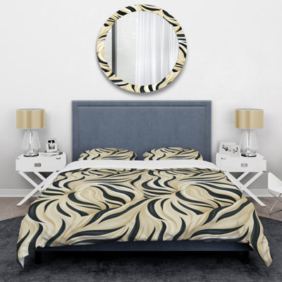 Crème et noir Zebra Harmony - Ensemble de housse de couette abstrait - Microfibre de polyester