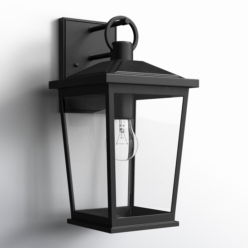 Outdoor Wall Lantern, Textured Black, 14" H x 7.5" W x 8.5" D