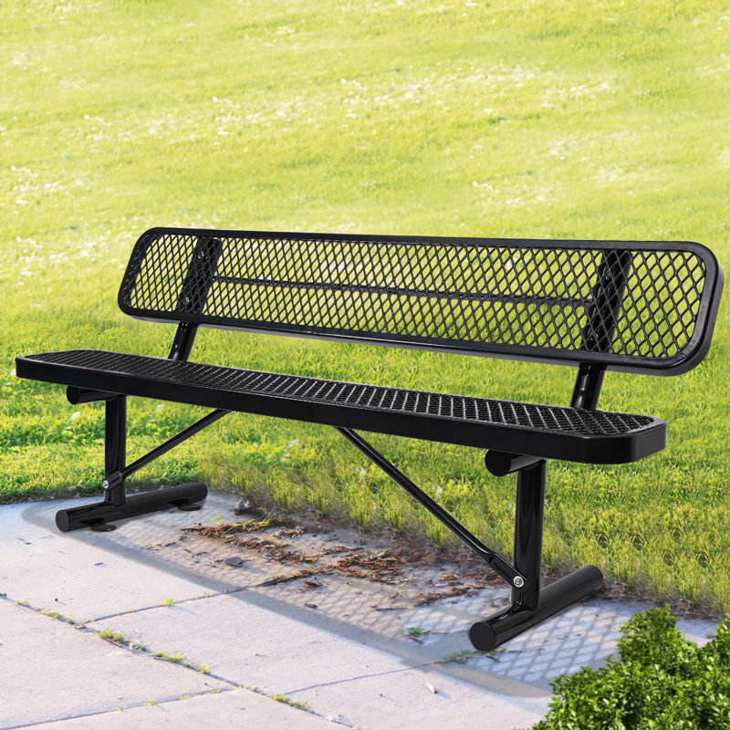 Banc d'extérieur noir de 6 pieds avec banc en acier et de haute qualité, siège confortable pour socialiser, placement adaptable, look moderne, profondeur 72 po, largeur 23,2 po, hauteur 32,5 po, poids de 86 lb aux éléments,