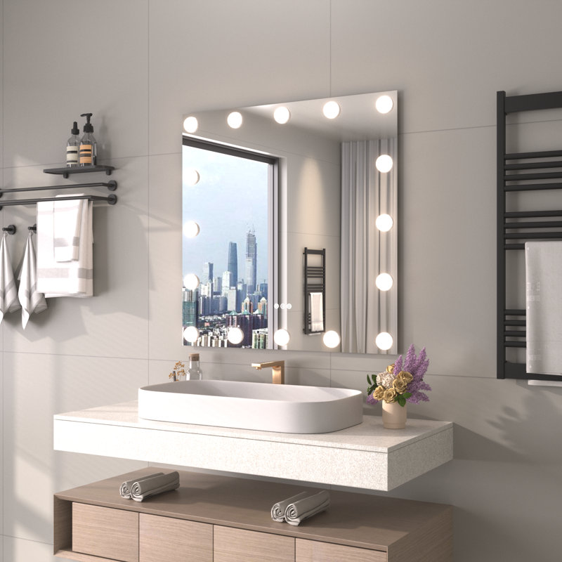 Miroir de salle de bain avec lumières Hollywood, 40 po x 32 po
