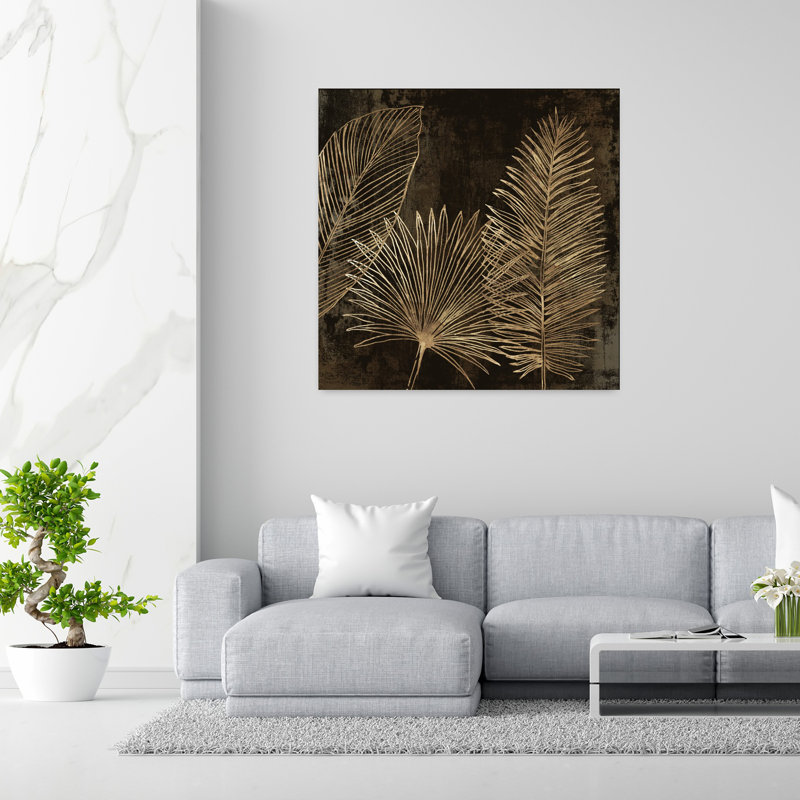 Golden Tropics I Delicate Elegant Minimalist Nature Landscape Art, H 48 po x l 48 po