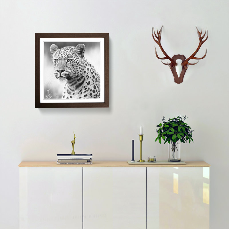 Leopard Drawing - Framed Print, Walnut