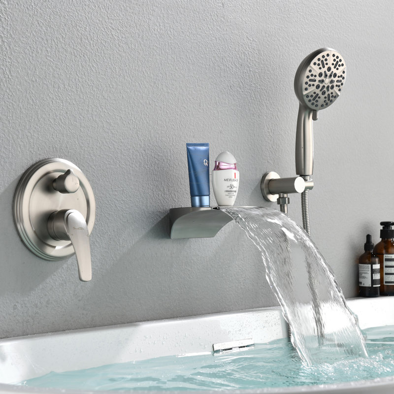 Wall Tub Spout with Diverter, Brushed Nickel