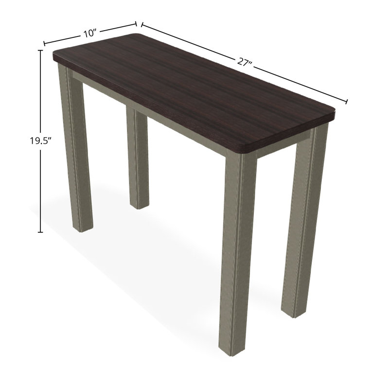 Table d'appoint d'extérieur en polymère rustique 10 po x 27 po, Brun / tempête