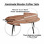 Table basse 35 po, plateau rond en bois d'acacia brun sablé, pieds en fer élégants
